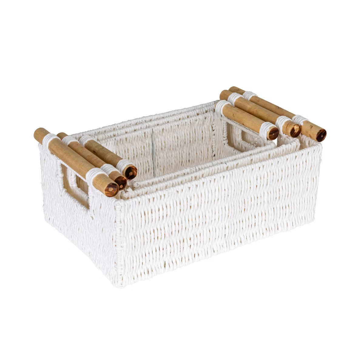 Household Essentials Decorative Woven Baskets Set of 3 Paper Rope White | Target