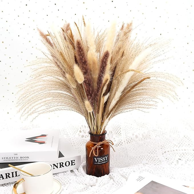 ORRPTSNC 65 Pcs Pampas Grass,Natural Dried Pampas Grass Decor Tall,Fluffy Boho Pompass Grass Bran... | Amazon (US)