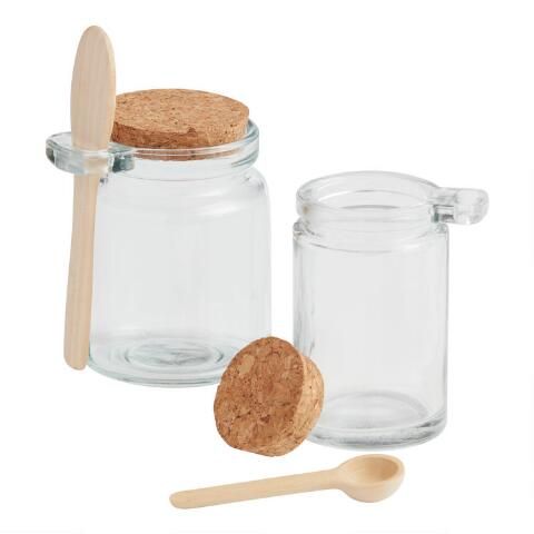 Glass And Cork Spice Jars With Spoon Set Of 3 | World Market