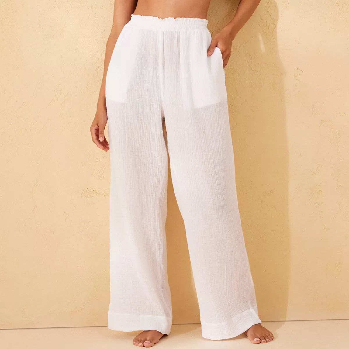Women's Gauze Cover Up Pants - Shade & Shore™ White XS | Target