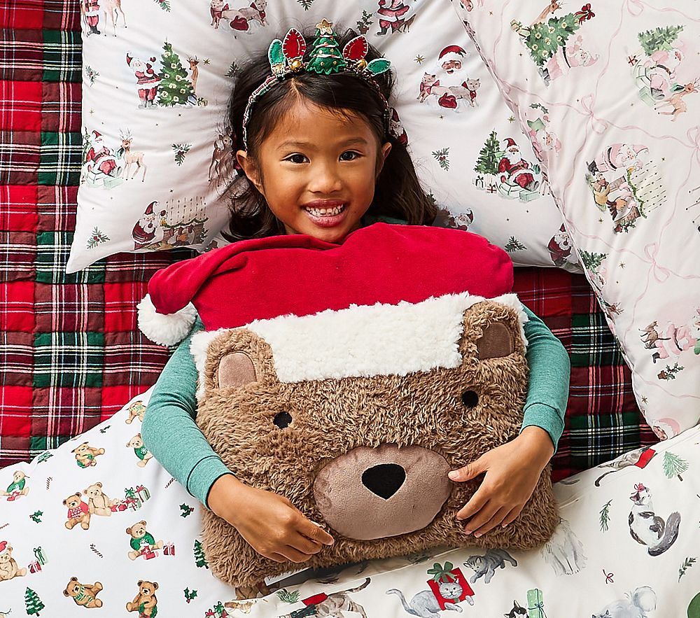 Holiday Teddy Bear Pillow | Pottery Barn Kids