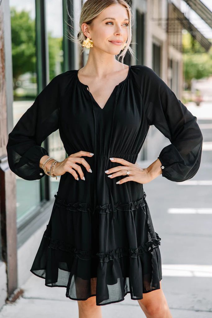 All For Fun Black Ruffled Dress | The Mint Julep Boutique