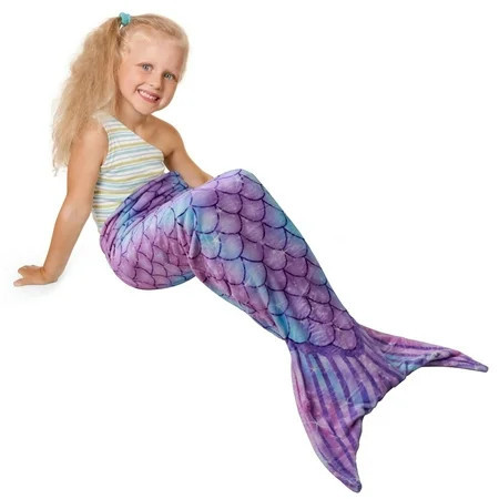 Dznils Mermaid Tail Blanket for Kids, Super Soft Plush Flannel Sleeping Snuggle Blanket, Purple | Walmart (US)