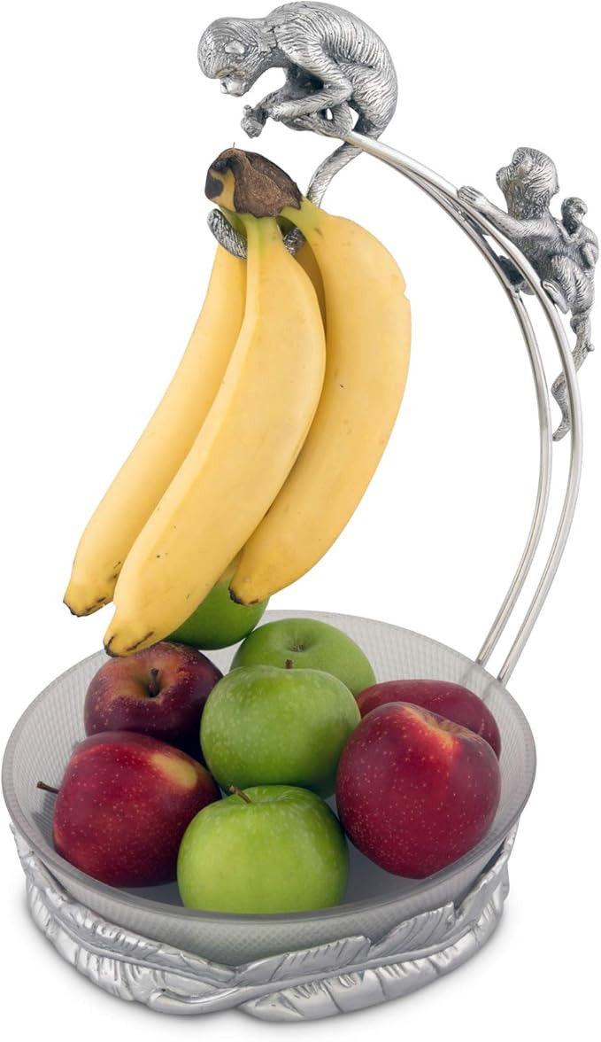 Arthur Court Designs Aluminum Monkey Banana Holder Counter Top Stand with Glass Fruit Bowl 9.5 in... | Amazon (US)