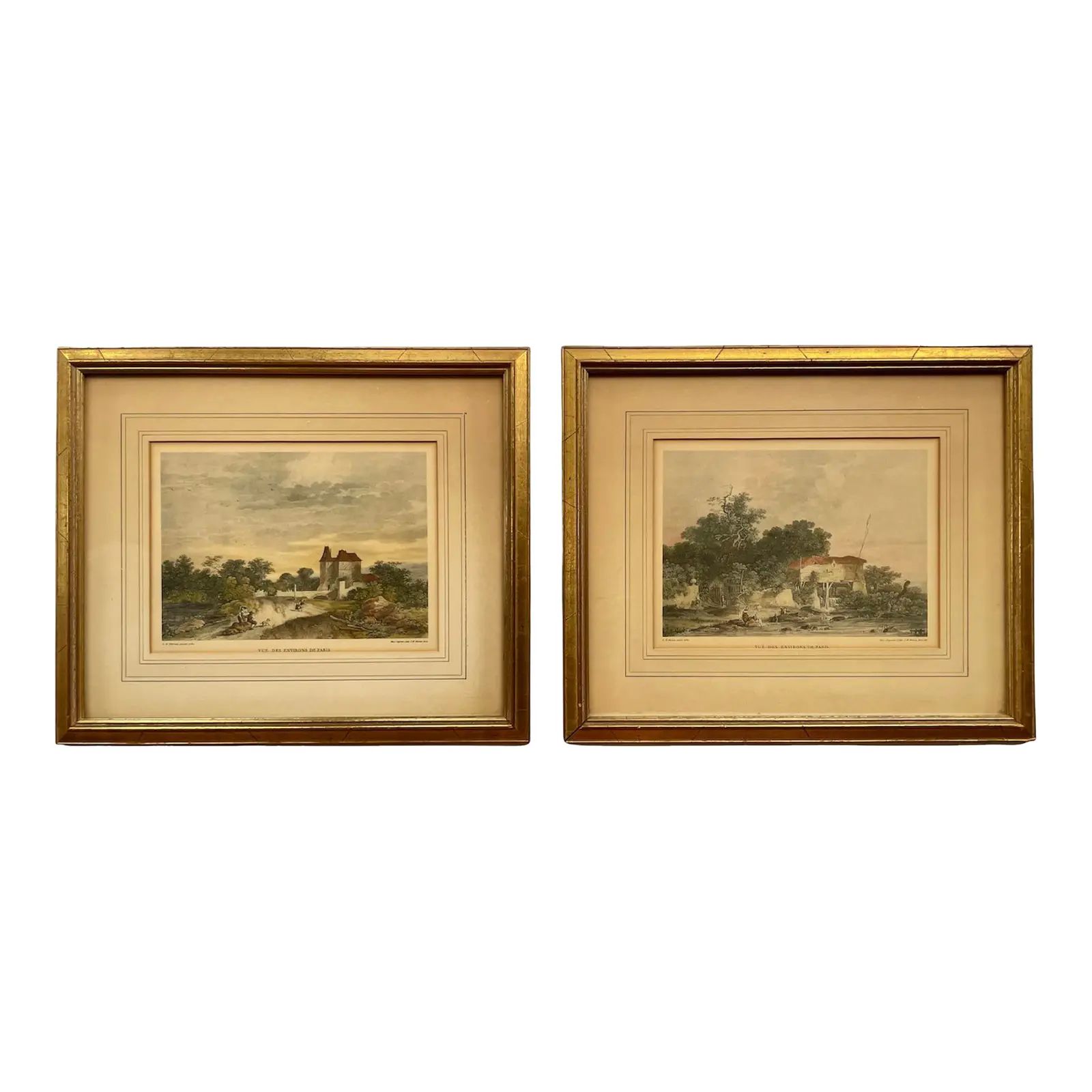 1940s Vintage French Etchings “Vue Des Environs De Paris” by Louis Gabriel Moreau - a Pair | Chairish