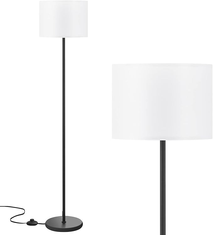 Modern Floor Lamp Simple Design with White Shade, Foot Pedal Switch, 60" Small Tall Lamps for Liv... | Amazon (US)