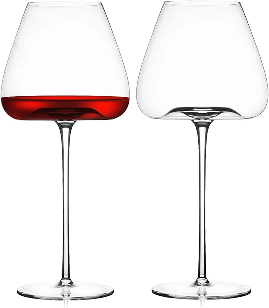 Wine Glasses Set of 2. 24.3 oz (720 ml.) | Elegant Hand blown White and Red Wine Glasses | Lead-f... | Amazon (US)