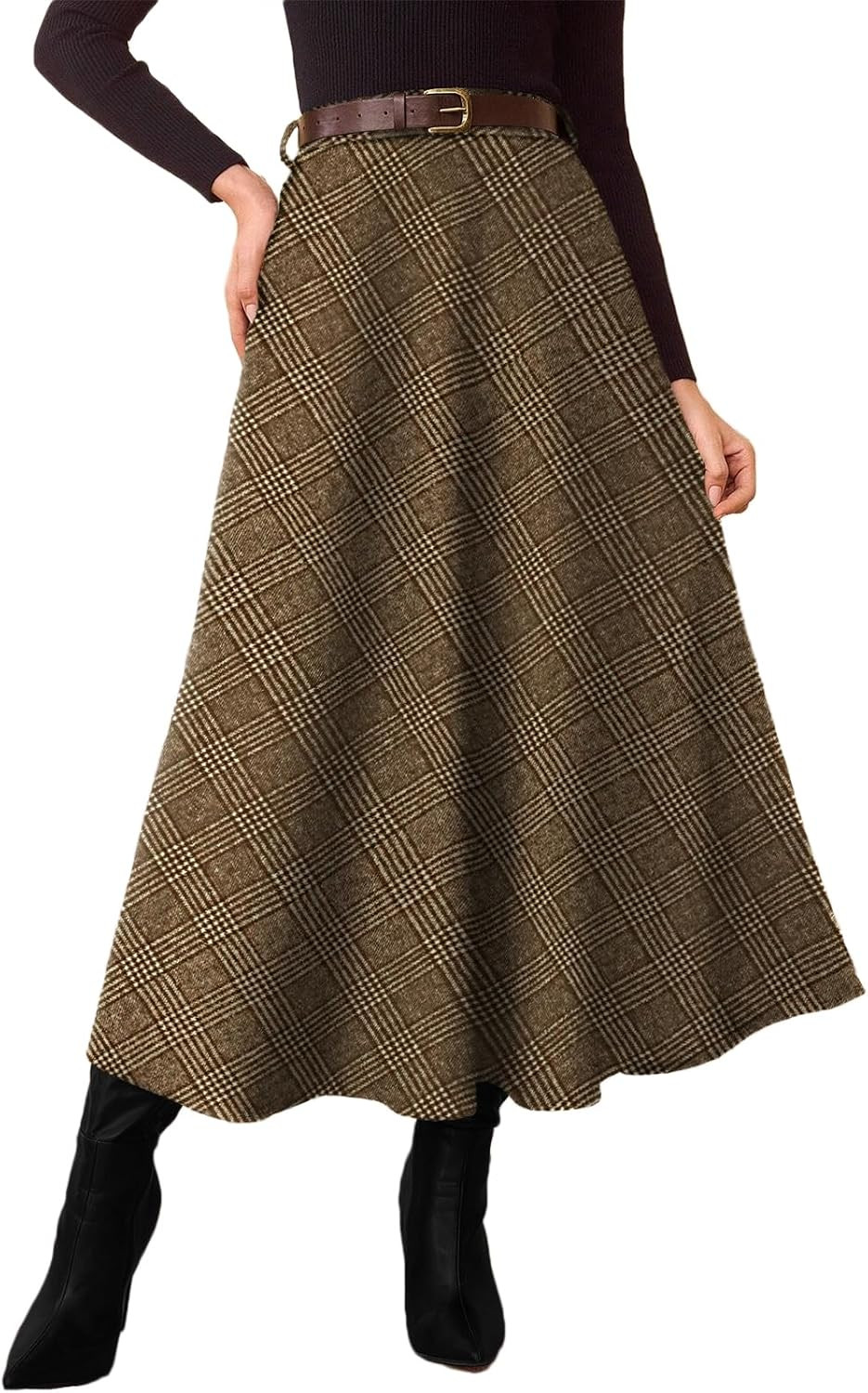 Pink Queen Plaid Skirts for Women A Line High Waist Flared Tartan Skirts | Amazon (US)