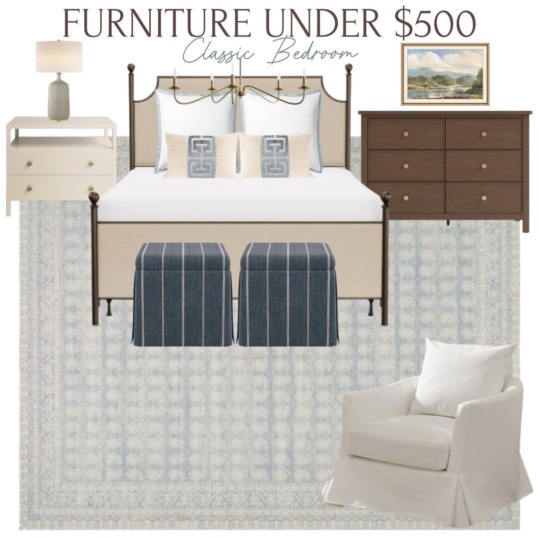 A classic, timeless bedroom design using all furniture finds under $500 🤍

#LTKOver40 #LTKHome #LTKFindsUnder100
