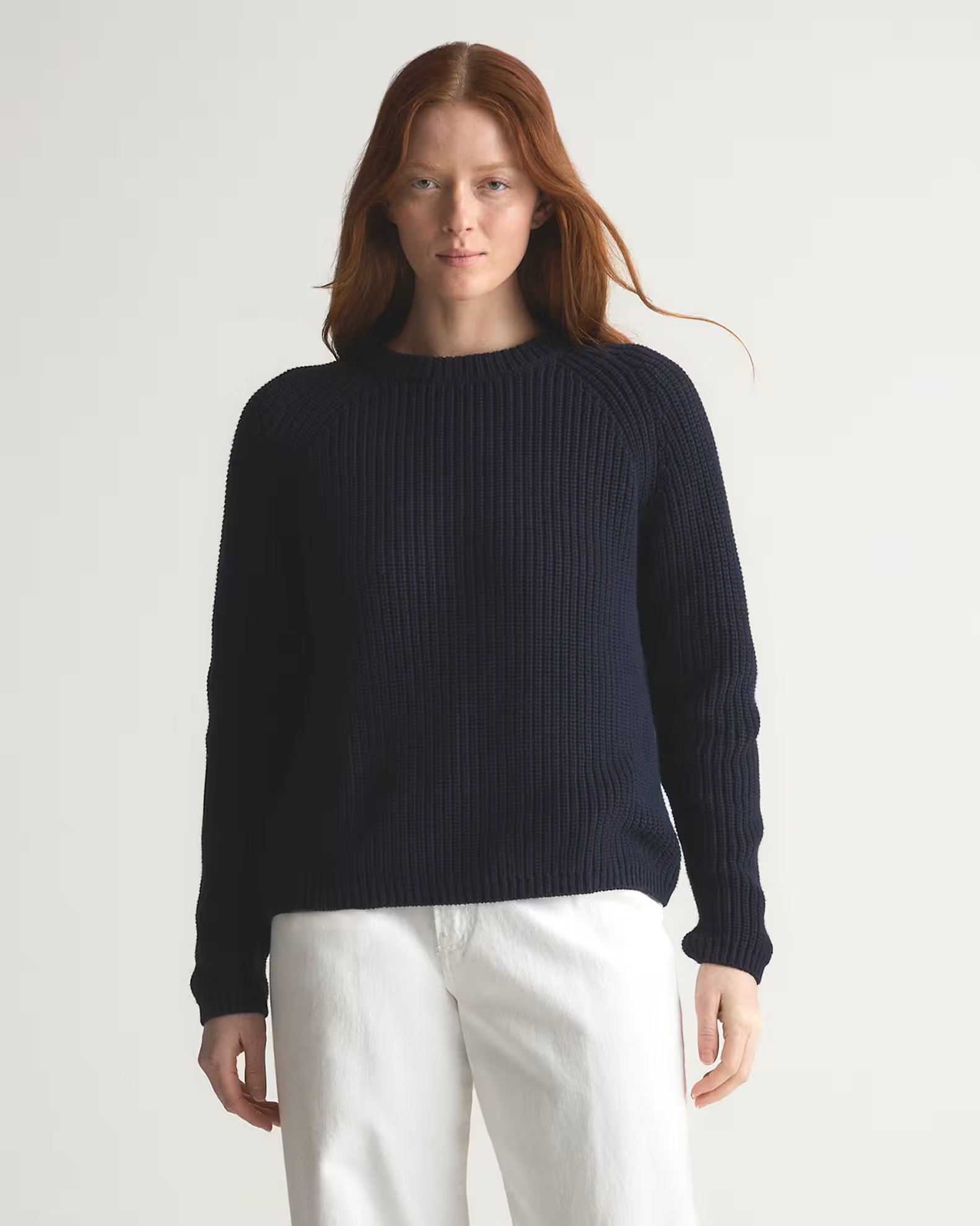 Women's 100% Organic Cotton Fisherman Crew Sweater in Navy | Quince