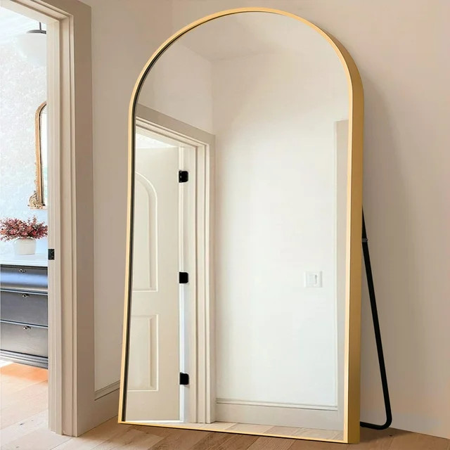 71"x31" Aluminum Alloy Arch Full Length Floor Mirror, Gold - Walmart.com | Walmart (US)