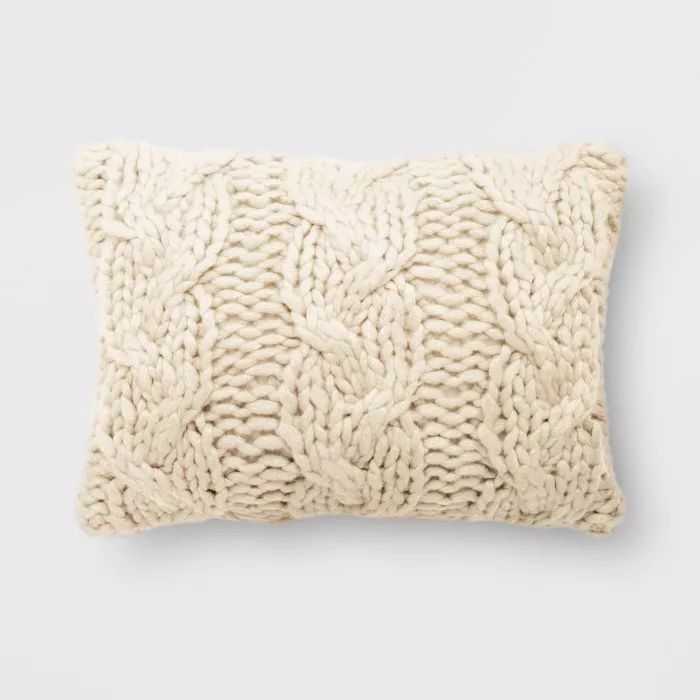 14"x20" Holiday Chunky Cable Knit Lumbar Throw Pillow - Threshold™ | Target