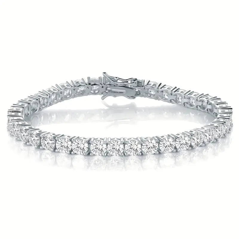 1pc Silvery Cubic Zirconia Tennis Bracelet For Women&Men | Temu Affiliate Program
