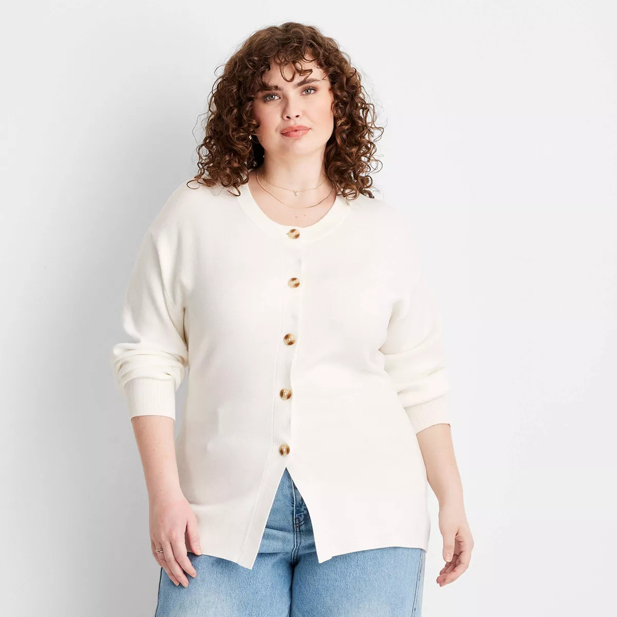 Women's Long Sleeve Nipped Waist Cardigan - Future Collective White 3X | Target
