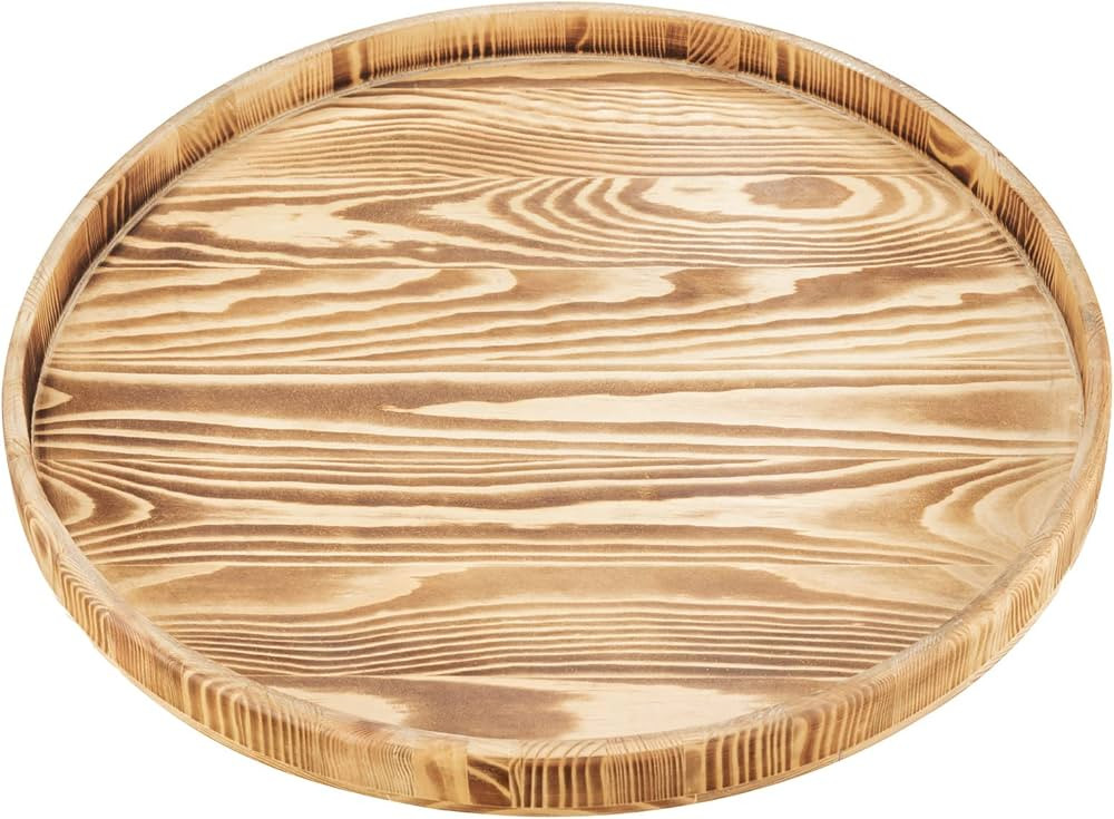 16 Inches Extra Large Solid Wooden Serving Tray Round Tea Coffee Table Tray Snack Food Meals Serv... | Amazon (US)