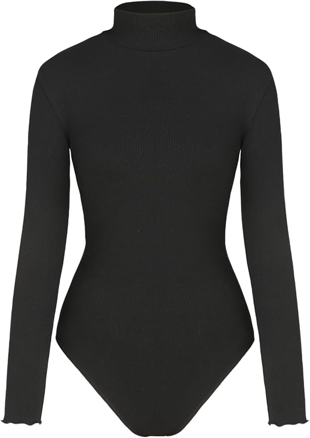 CIDER Long Sleeve Body Suits for Women - Mock Turtleneck Solid Going Out Tops Stretchy Bodysuit J... | Amazon (US)