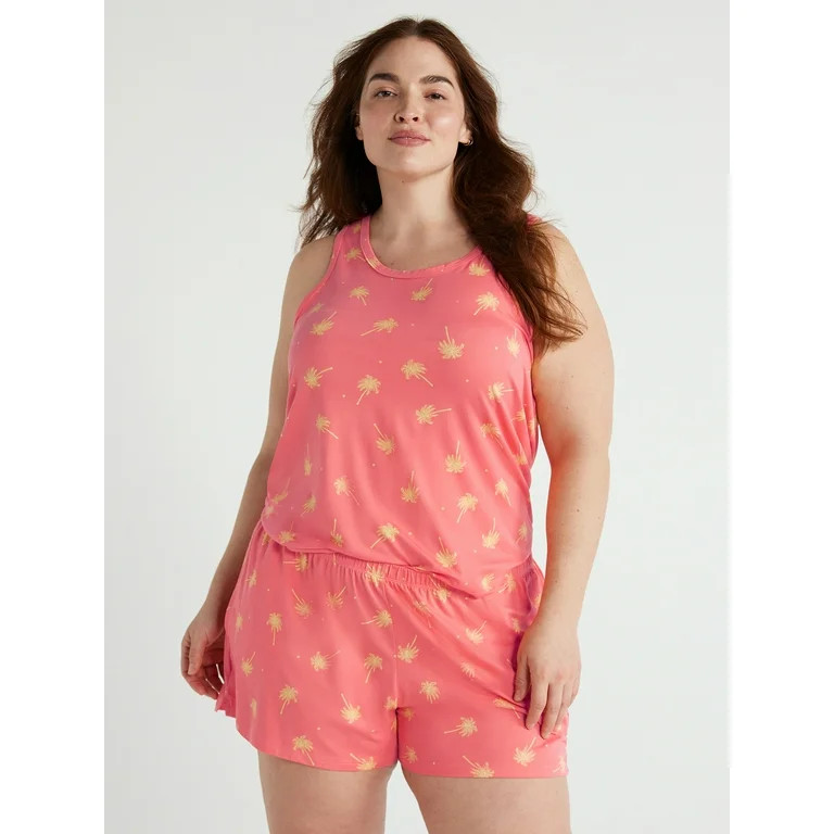 Joyspun Women's Print Tank Top and Shorts Pajama Set, 2-Piece, Sizes S to 3X | Walmart (US)