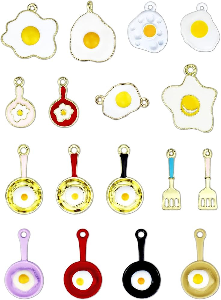 17 Pcs Enamel Fried Egg Pan Spatula Charm Pendant Colorful Gold Plated Food Cooking Theme Charms ... | Amazon (US)