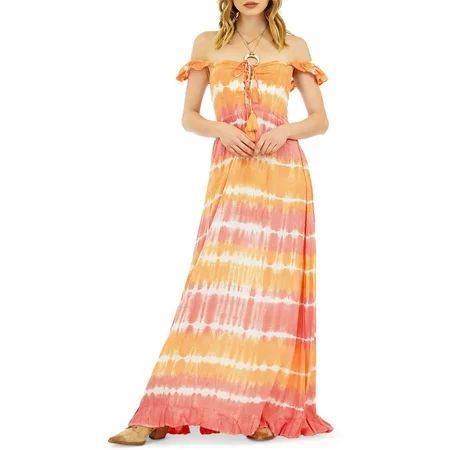 Tiare Hawaii Womens Oasis Tie-Dye Maxi Dress Swim Cover-Up Orange O/S | Walmart (US)