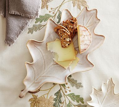 Ridge Leaf Stoneware Serving Platter | Pottery Barn (US)