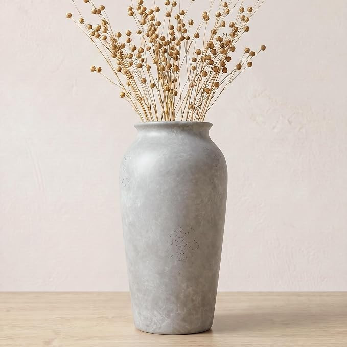 Large Handmade Retro Grey Ceramic Vase, Height 15.7 inches, Decorative Vase | Amazon (US)