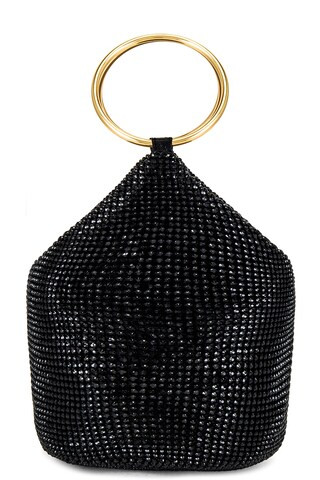 olga berg Ellie Crystal Mesh Ring Handle Bag in Black from Revolve.com | Revolve Clothing (Global)