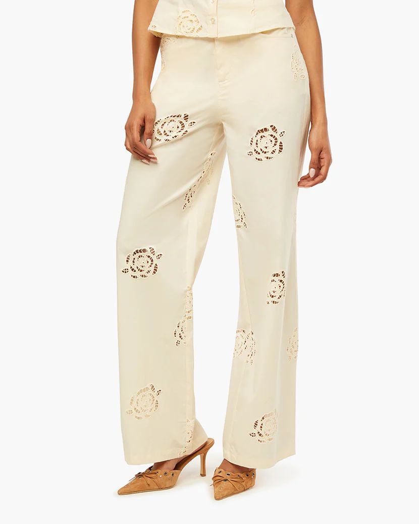 Rose Eyelet Straight Leg Pant | We Wore What