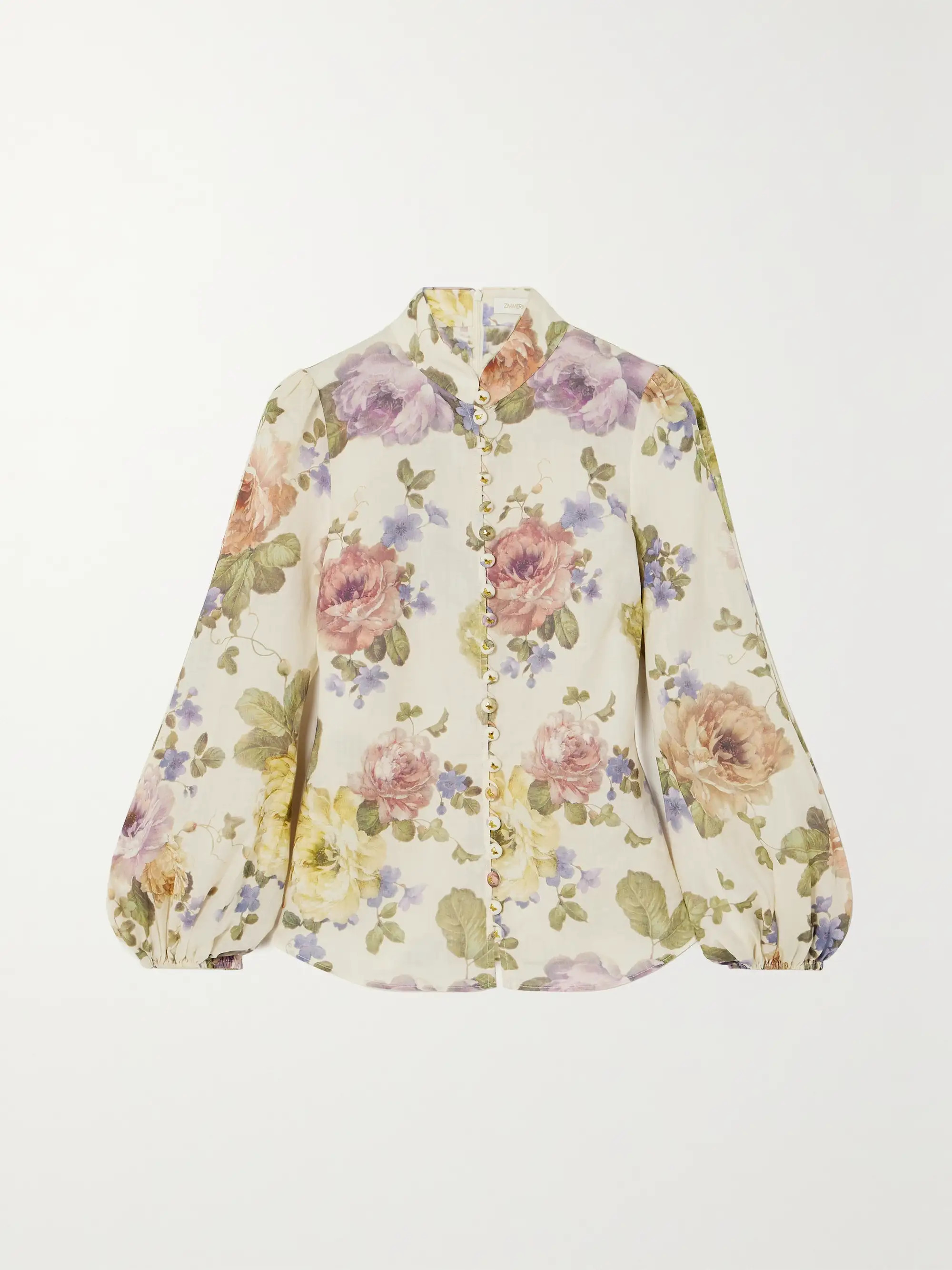 Embellished floral-print ramie-voile blouse | NET-A-PORTER (US)