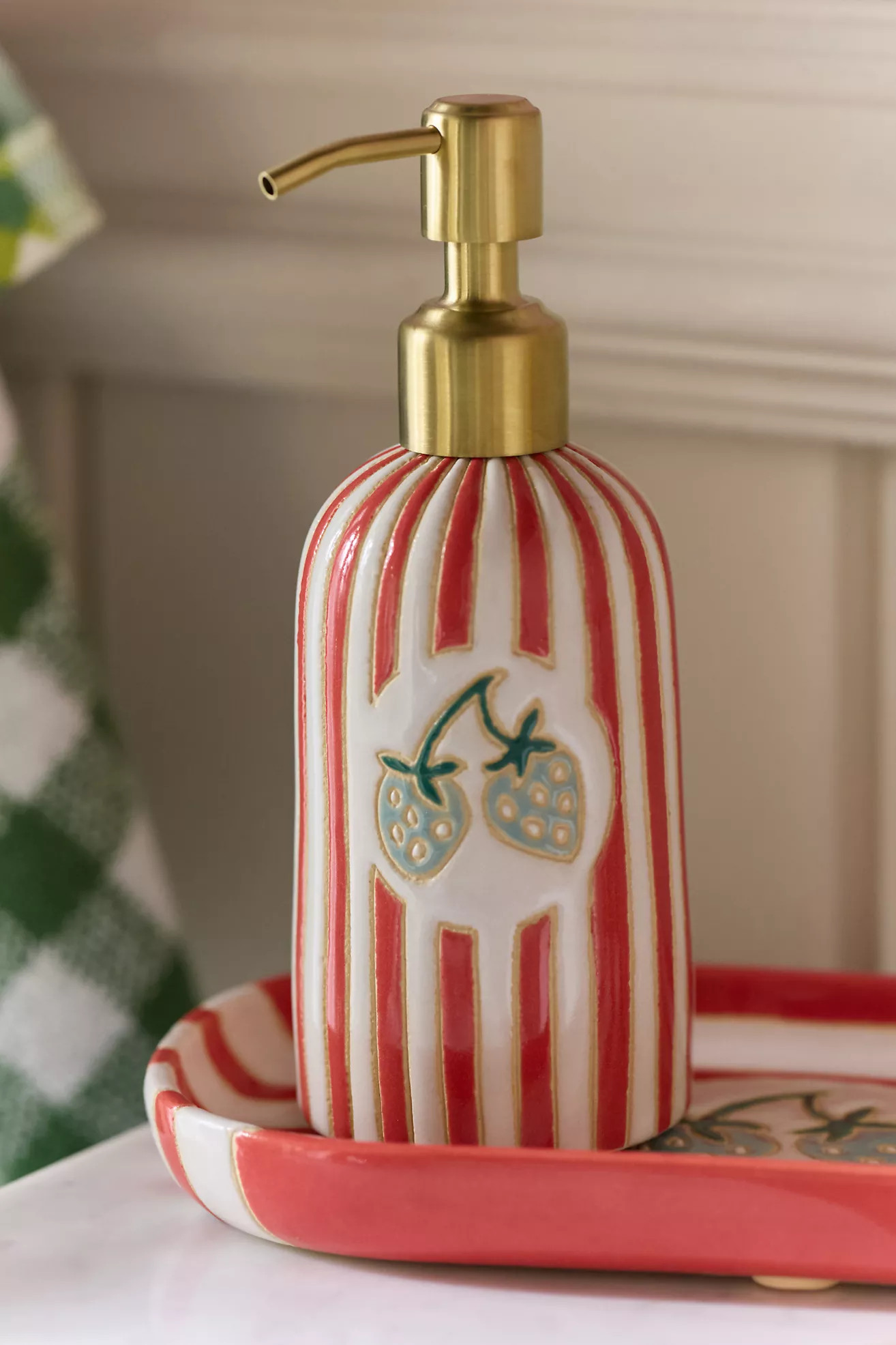 Hand-Painted Ceramic Soap Dispenser | Anthropologie (US)