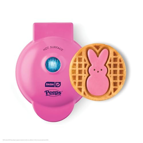 PEEPS x Dash Bunny Mini Waffle Maker for Individual Waffles, Hash Browns, Keto Chaffles with Easy to Clean, Non-Stick Surfaces, 4 Inch - Pink | Amazon (US)