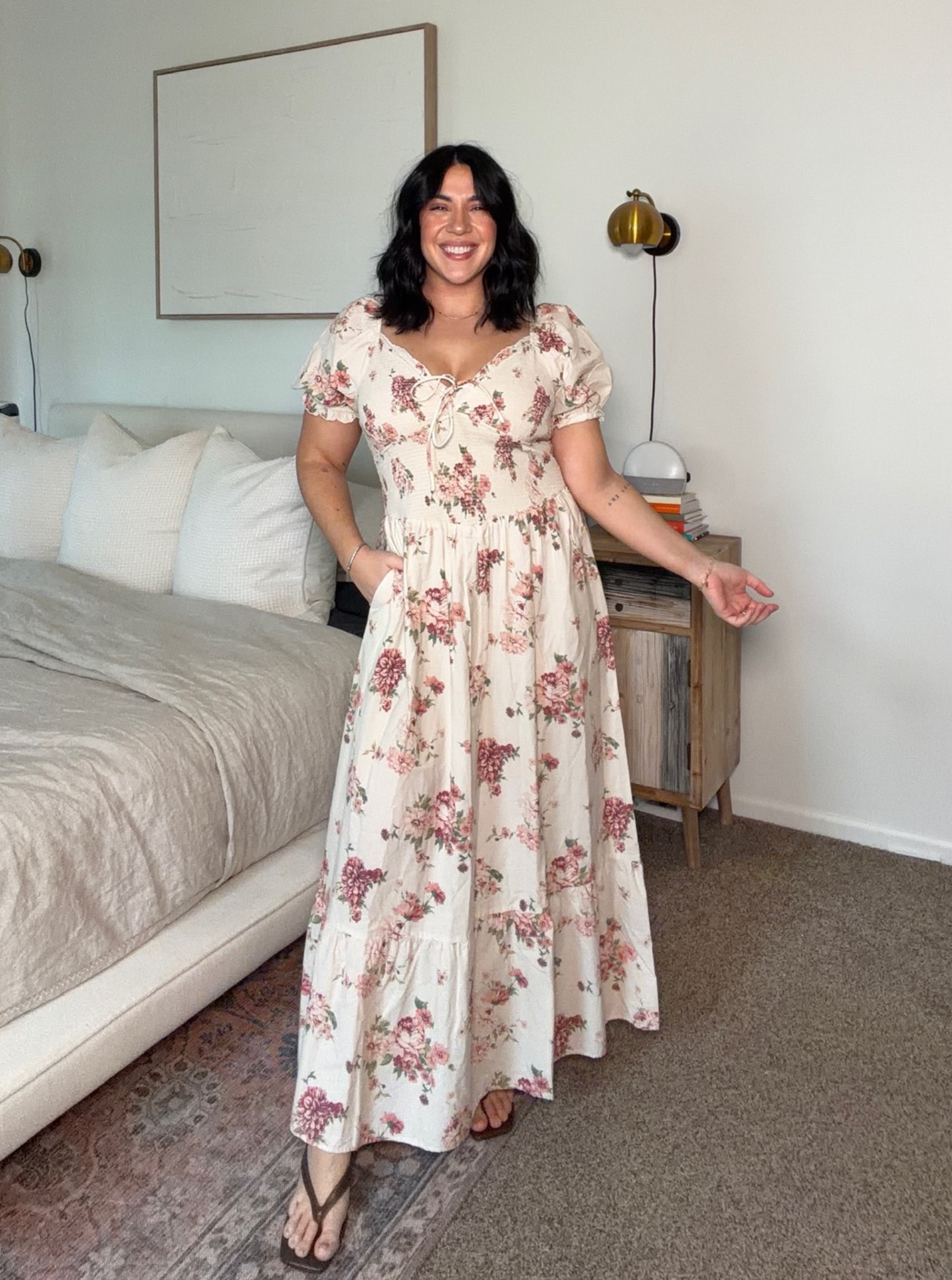 The cutest spring floral maxi dress, inverted triangle approved! Would be so cute for Mother's Day or family photos! 
I'm in a M!

#LTKootd #LTKMothersDay #LTKSeasonal