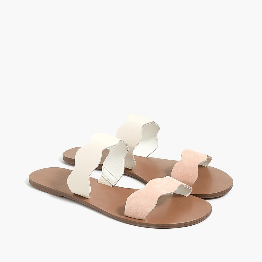 Suede scalloped slide sandals | J.Crew Factory