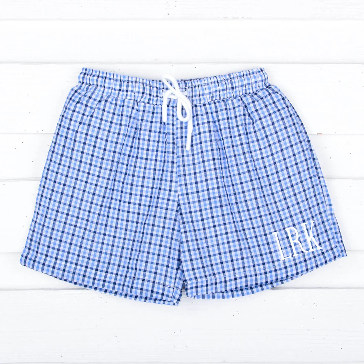 Royal Blue Plaid Swim Trunks | Classic Whimsy