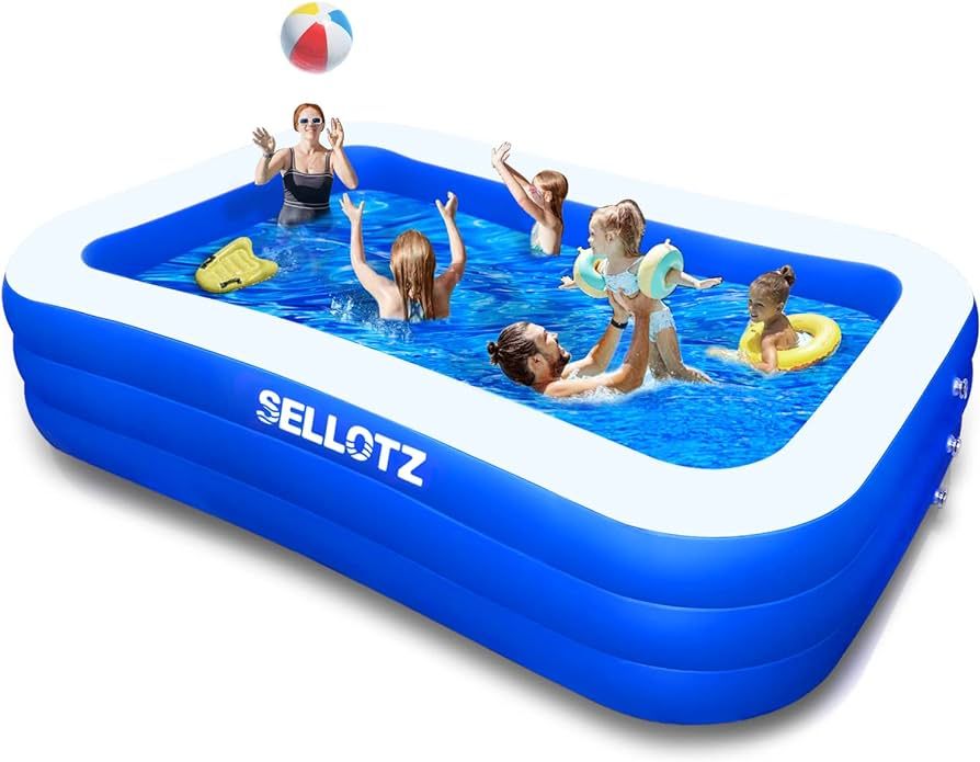 Inflatable Pool for Kids and Adults, 120" X 72" X 22" Oversized Thickened Family Swimming Pool fo... | Amazon (US)