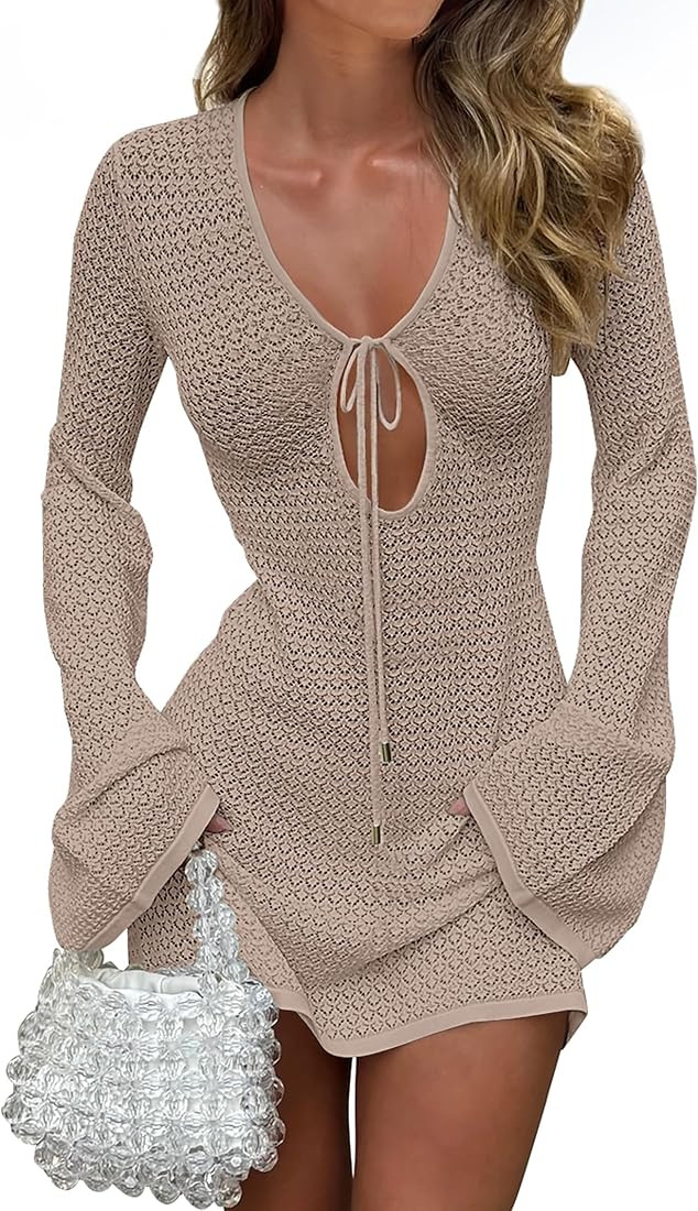 ANRABESS Womens Swimsuit Crochet Swim Cover Up Summer Bathing Suit Swimwear Hollow Out Mesh Knit ... | Amazon (US)