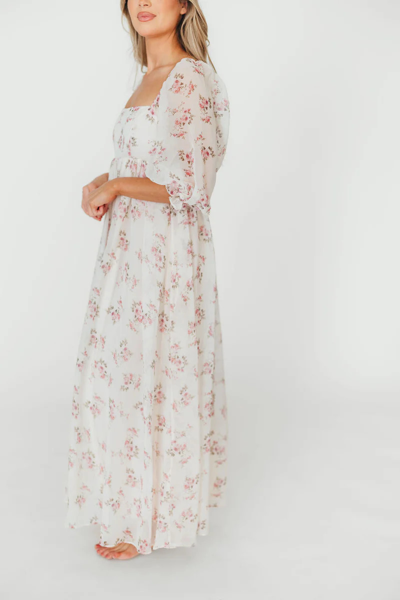 Mona Maxi Dress in Pink Floral | Worth Collective