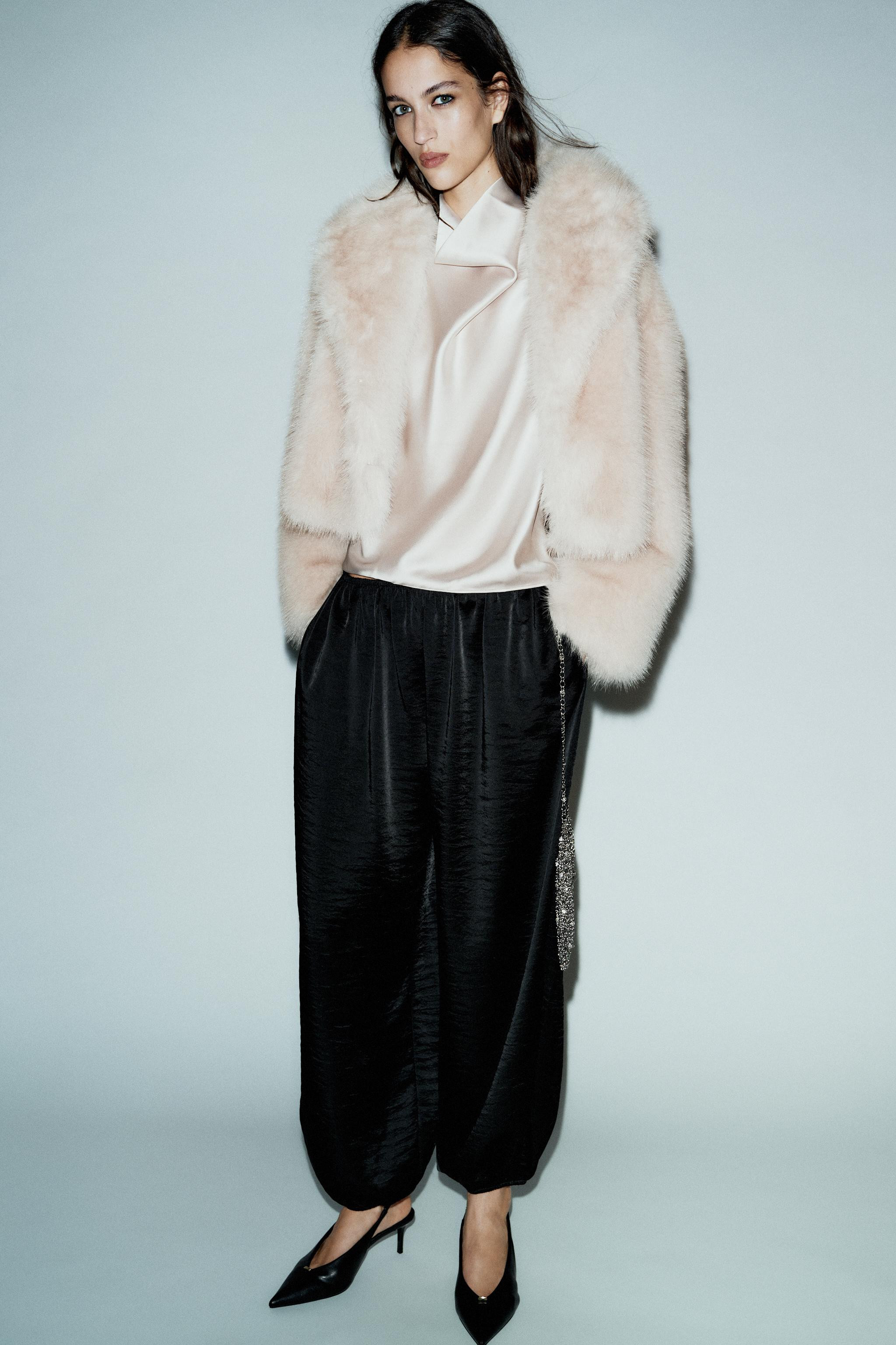 FAUX FUR LAPEL COLLAR JACKET | Zara Canada