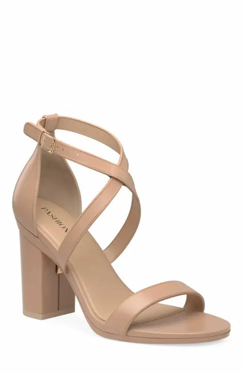 Pashion Footwear The Sandal 4"" Block Heel in Latte Leather at Nordstrom, Size 9.5 | Nordstrom