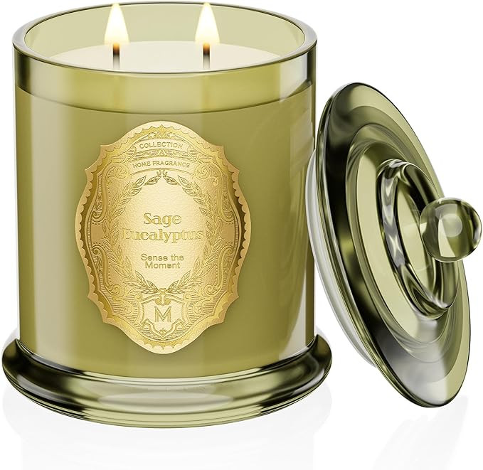 M&SENSE Sage Eucalyptus Candles for Home Scented, 2 Wick 12.7oz Soy Wax Candles Non Toxic,70 Hour... | Amazon (US)