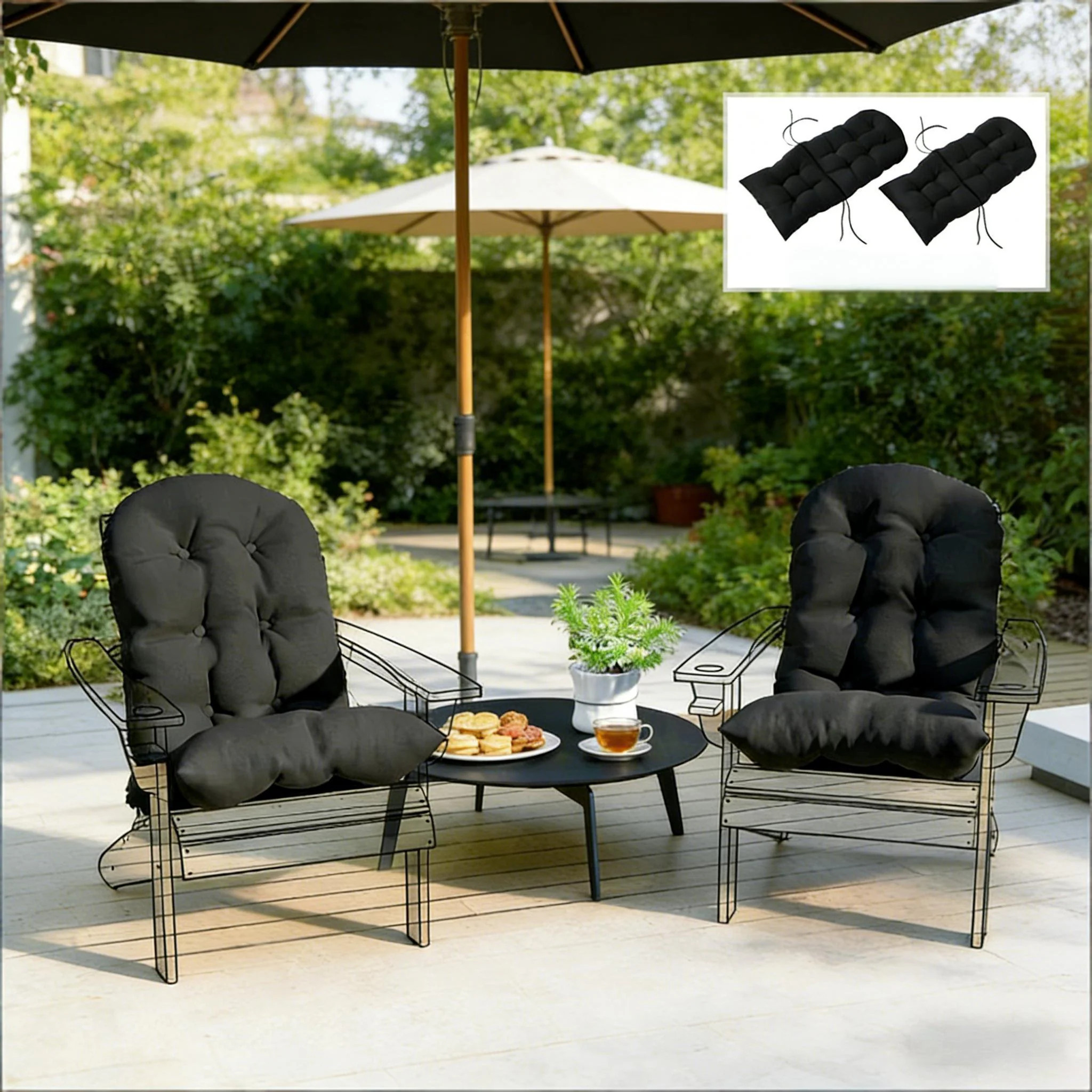 Blisstyle Tufted Chair Cushions High Back Patio Chair Cushions Outdoor Chair Cushions Set of 2 Only Cushion Outdoor Patio Chairs Polyester one_size | Lowe's