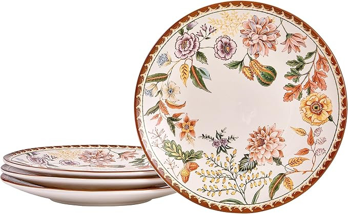 Blooming Moment Dinner Plates Set of 4, 11 Inch Large Ceramic Plates for Pasta, Steak, Stylish Se... | Amazon (US)