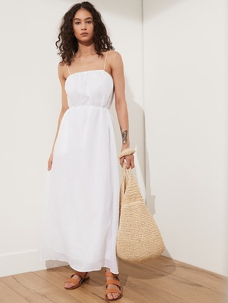 Ramie Gathered Maxi Dress | Banana Republic (US)
