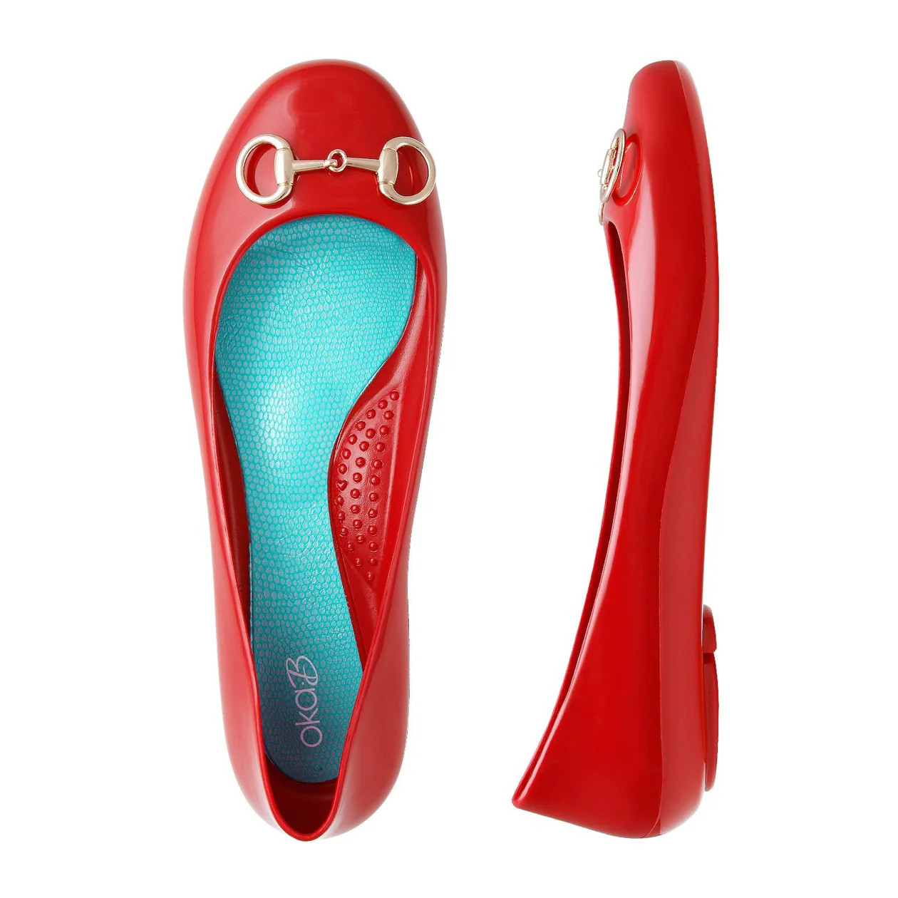 Dash | Shiny Jelly Ballet Flat with Gold Metal | Oka-B Shoes | Oka-B