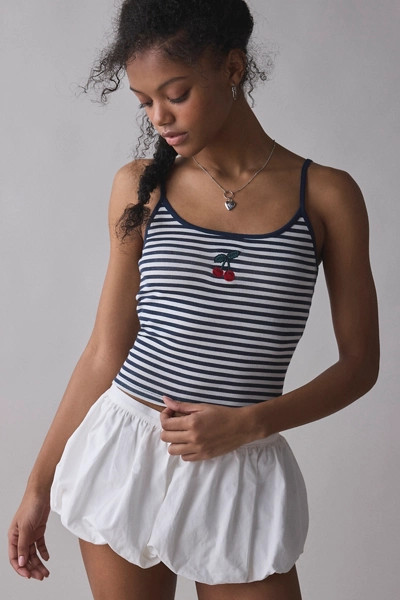 Cherry On Top Embroidered Graphic Striped Cami | Urban Outfitters (US and RoW)
