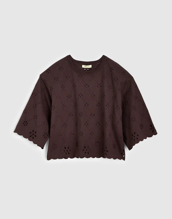 The Embroidered Boxy Crop Tee in Allday Jersey | Madewell