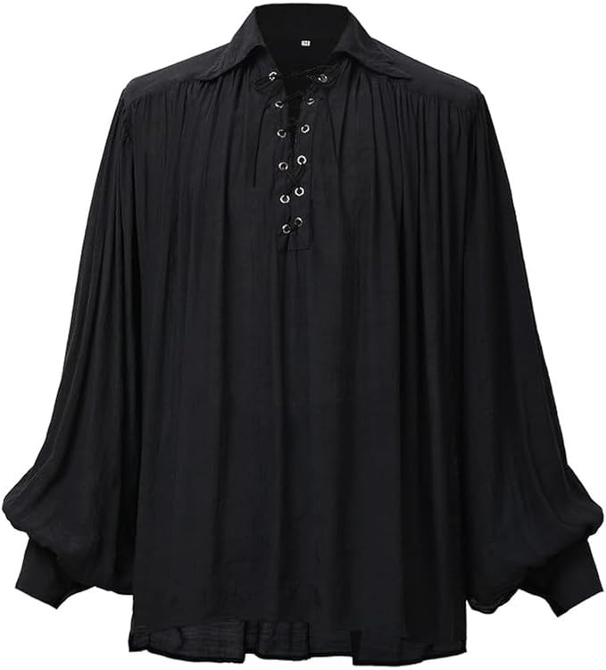GRACEART Pirate Shirt Men Vampire Renaissance Shirts Victorian Ruffled Medieval Costume Cotton Li... | Amazon (US)