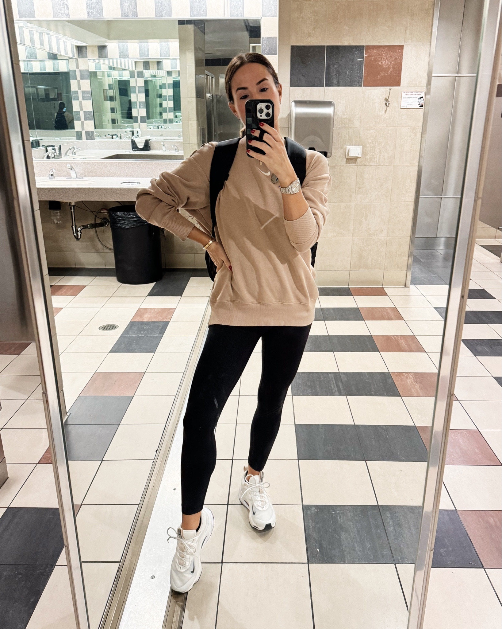 Travel outfit!  Cozy sweatshirt size small, leggings size 4 in the 25”, shoes are so comfy! 

#LTKover40 #LTKtravel #LTKfitness