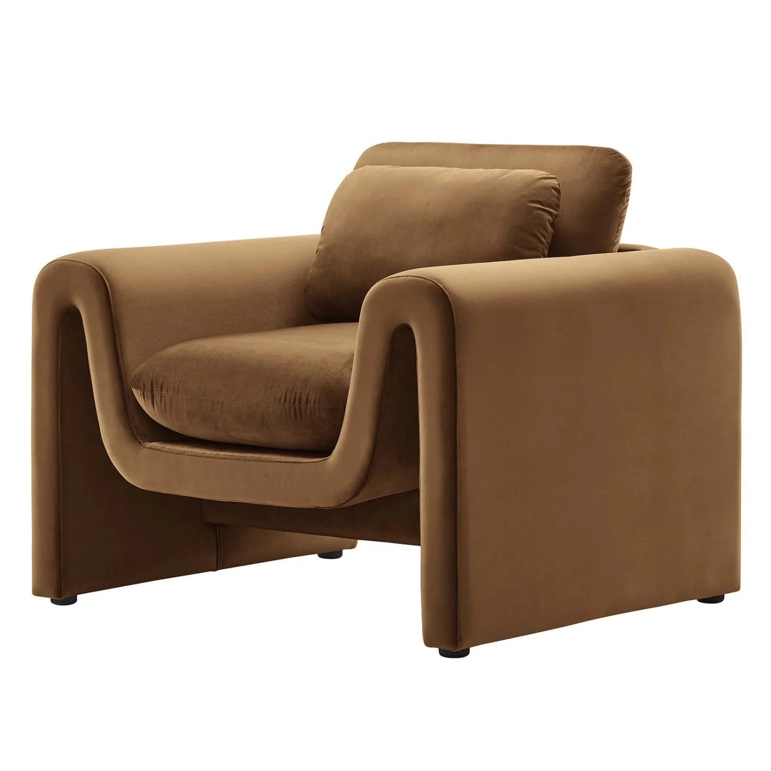 Armchair Accent Chair, Brown, Velvet, Living Kitchen Cafe Bistro Hospitality Restaurant, Modern C... | Walmart (US)