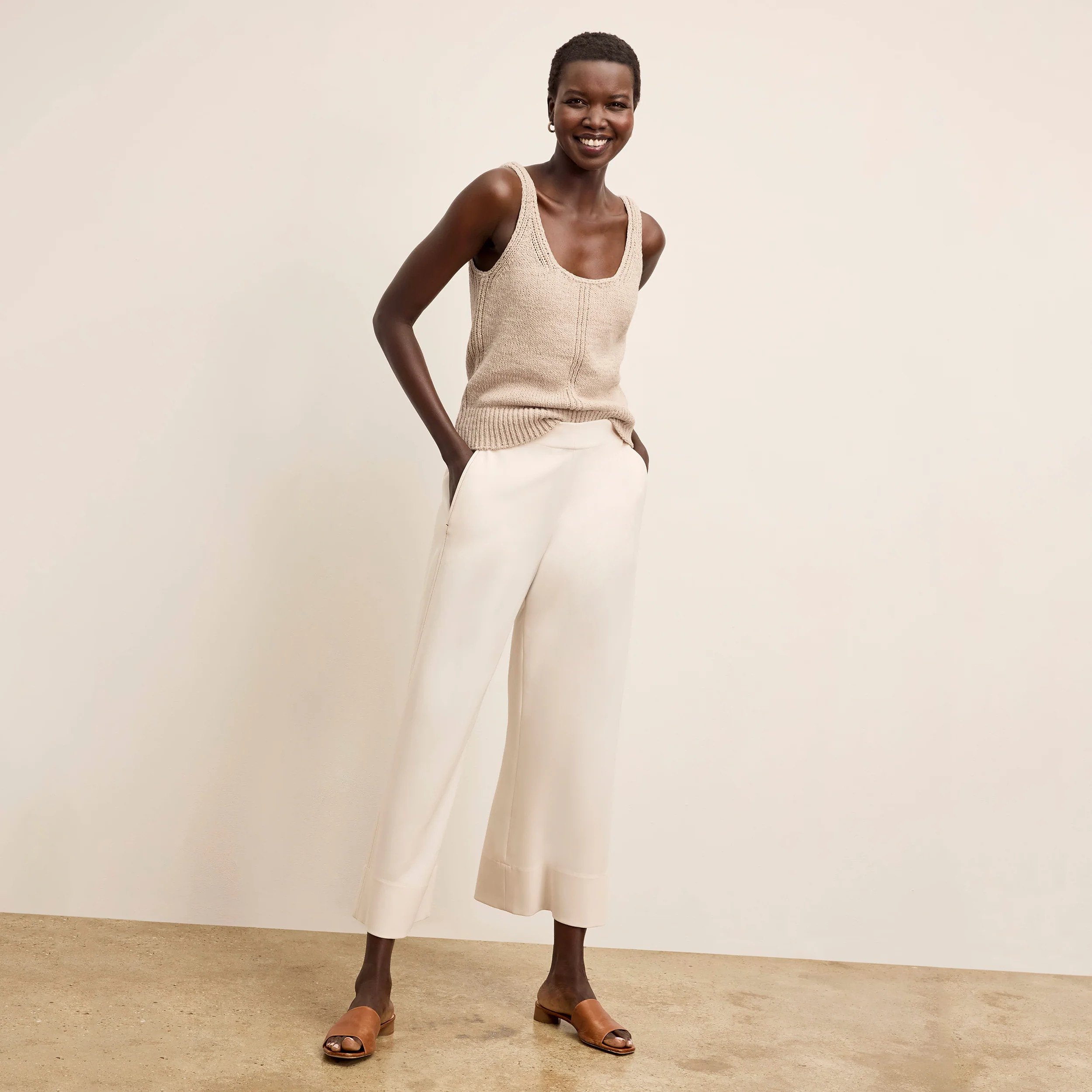 Aiko Breeze Tank - Tape Yarn  :: Tan | MM LaFleur