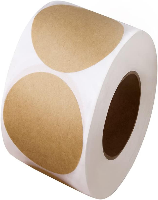 1.5” Natural Brown Kraft Stickers (500 Per Roll) - Round Blank Stickers (Permanent Adhesive) fo... | Amazon (US)
